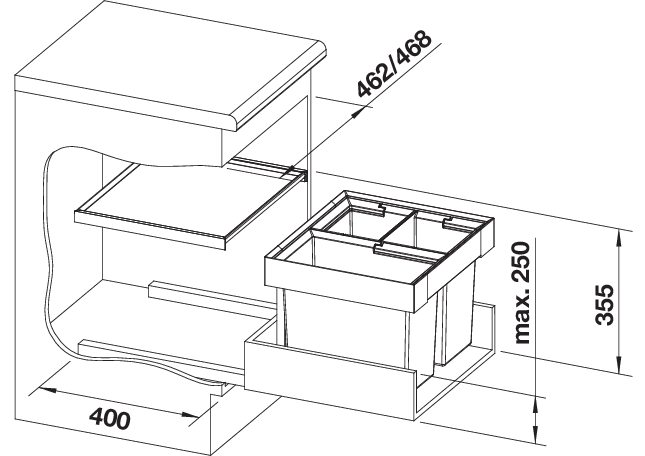 Selector De Residuos BLANCO Flexon II - Para Muebles De Cocina De Hasta 90 Cm