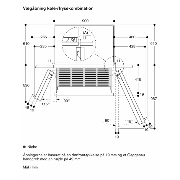 Gaggenau RVY497190 Vario kle-/fryseskab serie 400 Fuldt integrerbart