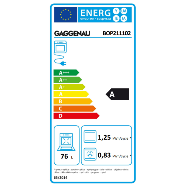 Gaggenau BOP211102 Ovn serie 200 Venstrehngslet - Antracit 