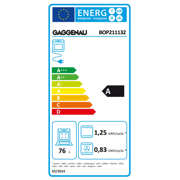 Gaggenau BOP211132 Ovn serie 200 Venstrehngslet - Silver