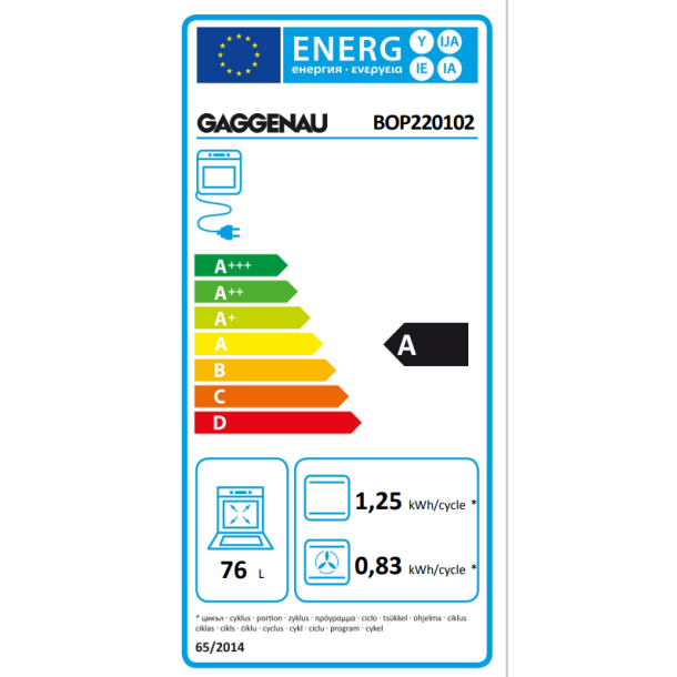  Gaggenau BOP220102 Ovn serie 200 Hjrehngslet - Antracit 
