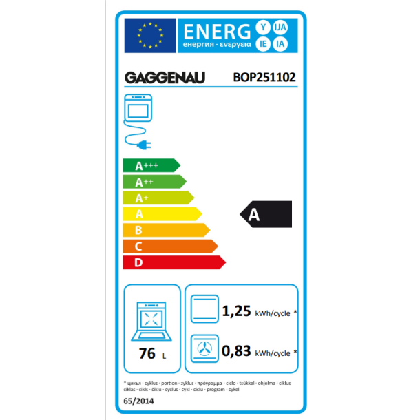 Gaggenau BOP251102 Ovn serie 200 Venstrehngslet - Antracit 