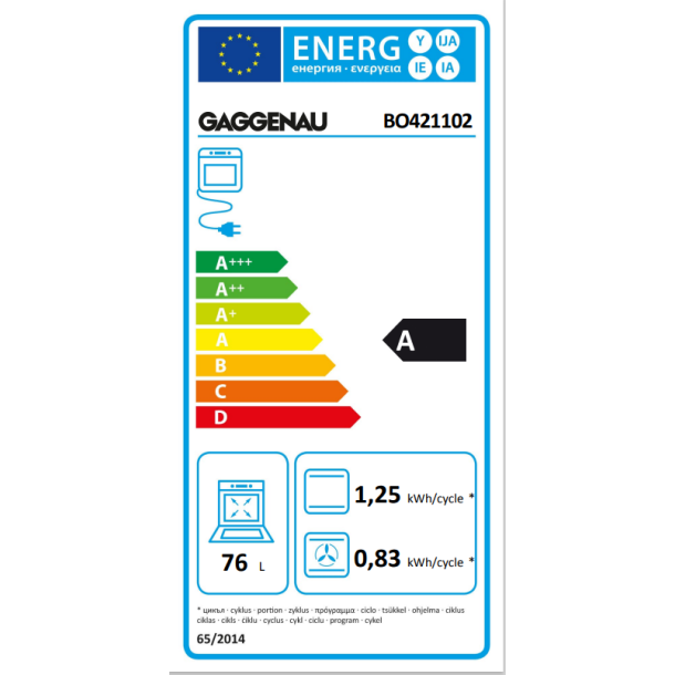 Gaggenau BO421102 Ovn serie 400 Venstrehngslet - Rustfrit stl Bredde 60 cm